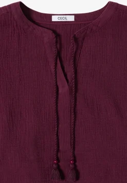 Blouse met gespleten hals in mousseline