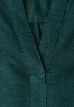 Blouse met gespleten hals van linnenmix