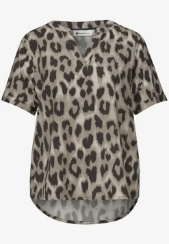 Blouse met gespleten hals en dierenprint