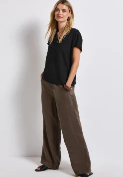 Blouse met gespleten hals in effen kleur