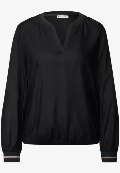 Blouse met gespleten hals en tape