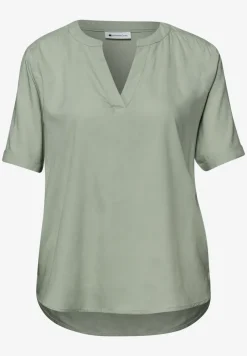Blouse met gespleten hals en omslag