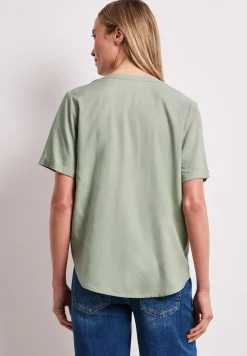 Blouse met gespleten hals en omslag