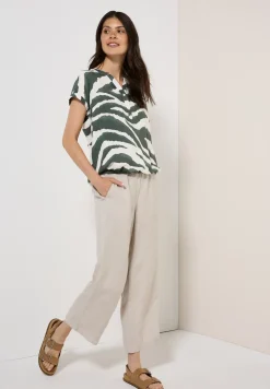 Blouse met gespleten hals en print
