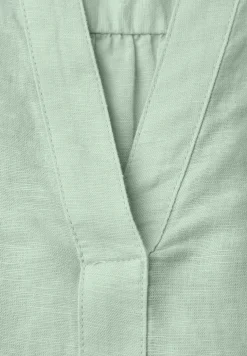 Blouse met gespleten hals van linnenmix