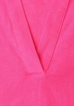 Blouse met gespleten hals van linnenmix