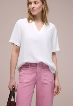 Blouse met gespleten hals en omslag