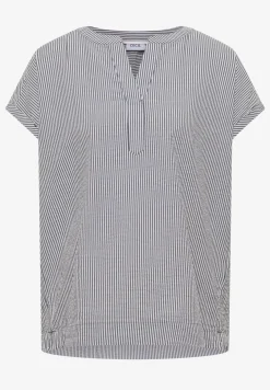 Blouse met gespleten hals in seersucker kwaliteit