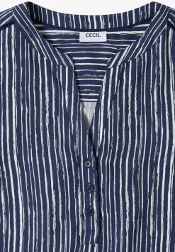 Blouse met gespleten hals en strepen