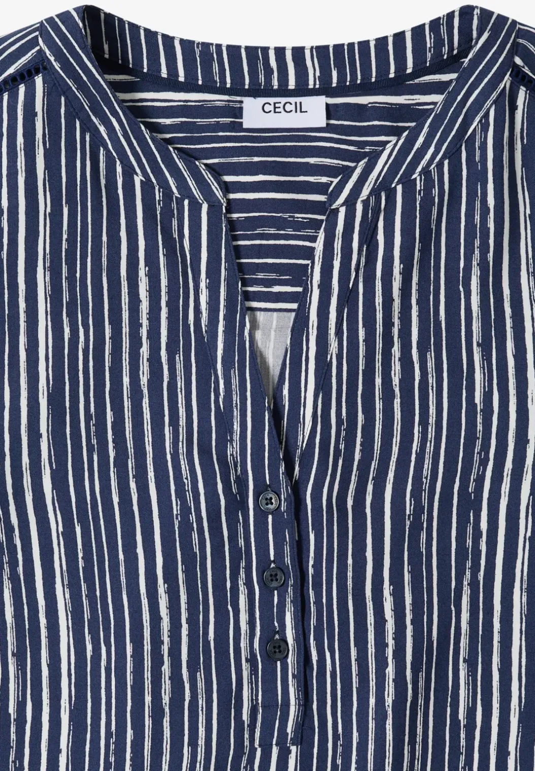 Blouse met gespleten hals en strepen
