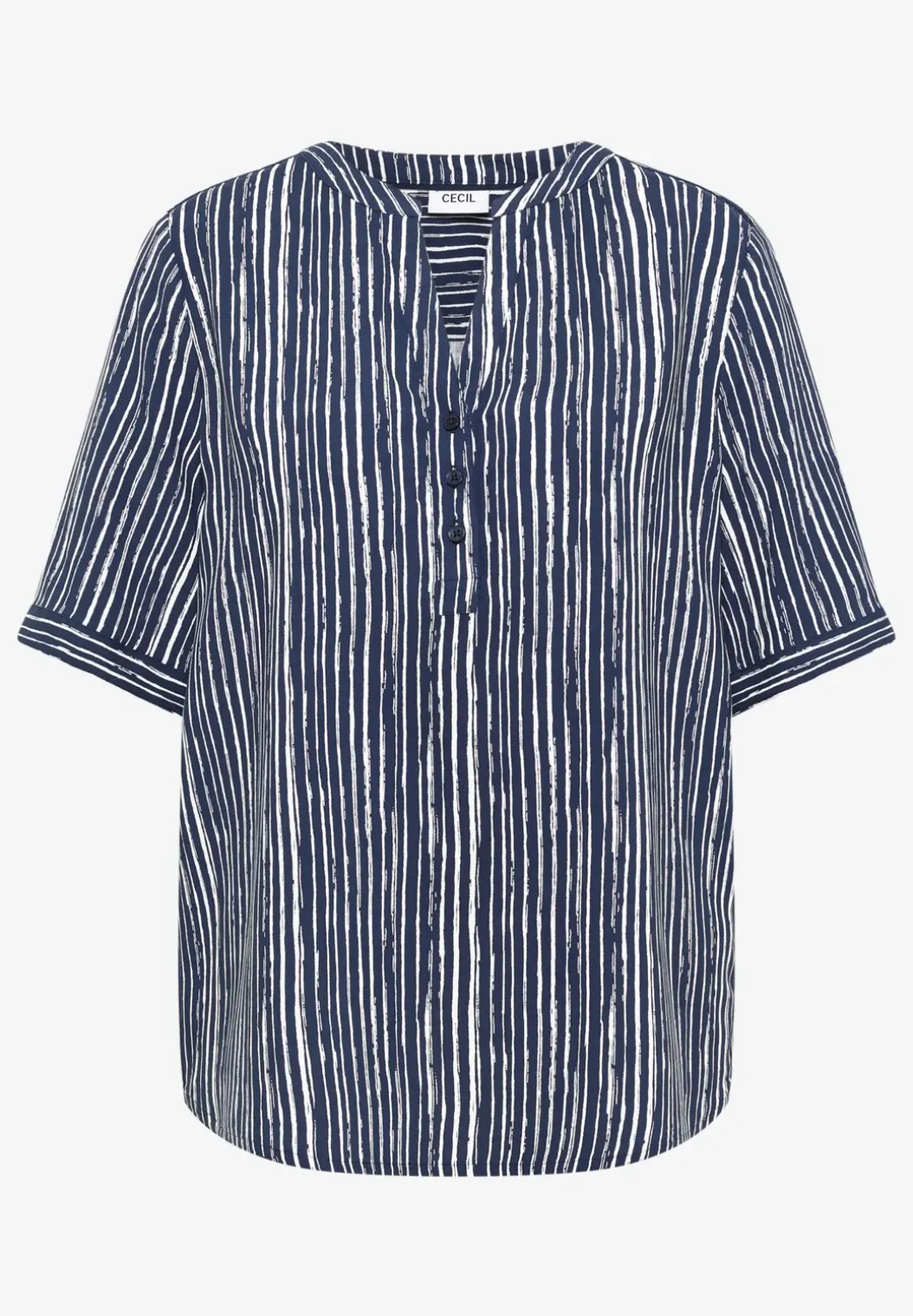 Blouse met gespleten hals en strepen