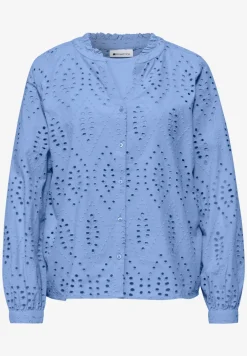 Blouse met gespleten hals en Shiffley-patroon