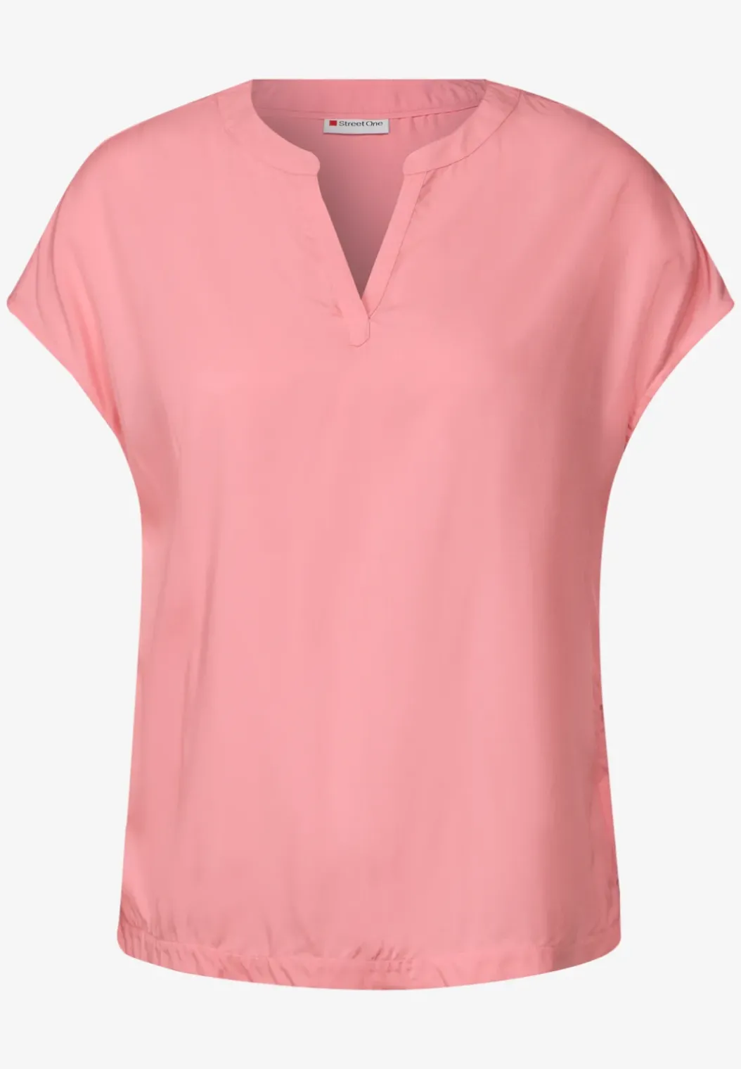 Blouse met gespleten hals in effen kleur