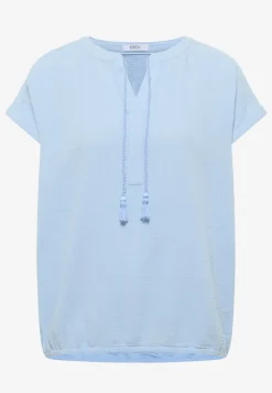 Blouse met gespleten hals in mousseline