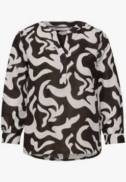 Blouse met gespleten hals van linnenmix