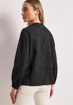 Blouse met gespleten hals en Shiffley-patroon