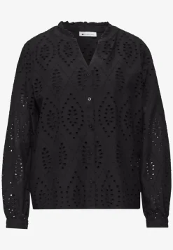 Blouse met gespleten hals en Shiffley-patroon