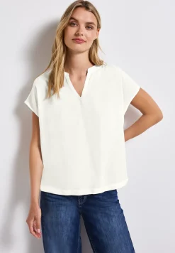 Blouse met gespleten hals in effen kleur