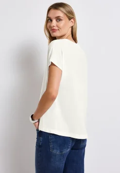 Blouse met gespleten hals in effen kleur