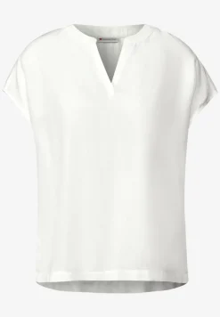 Blouse met gespleten hals in effen kleur