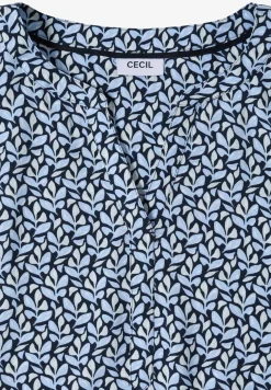 Blouse met gespleten hals en minimale print
