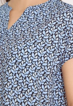 Blouse met gespleten hals en minimale print
