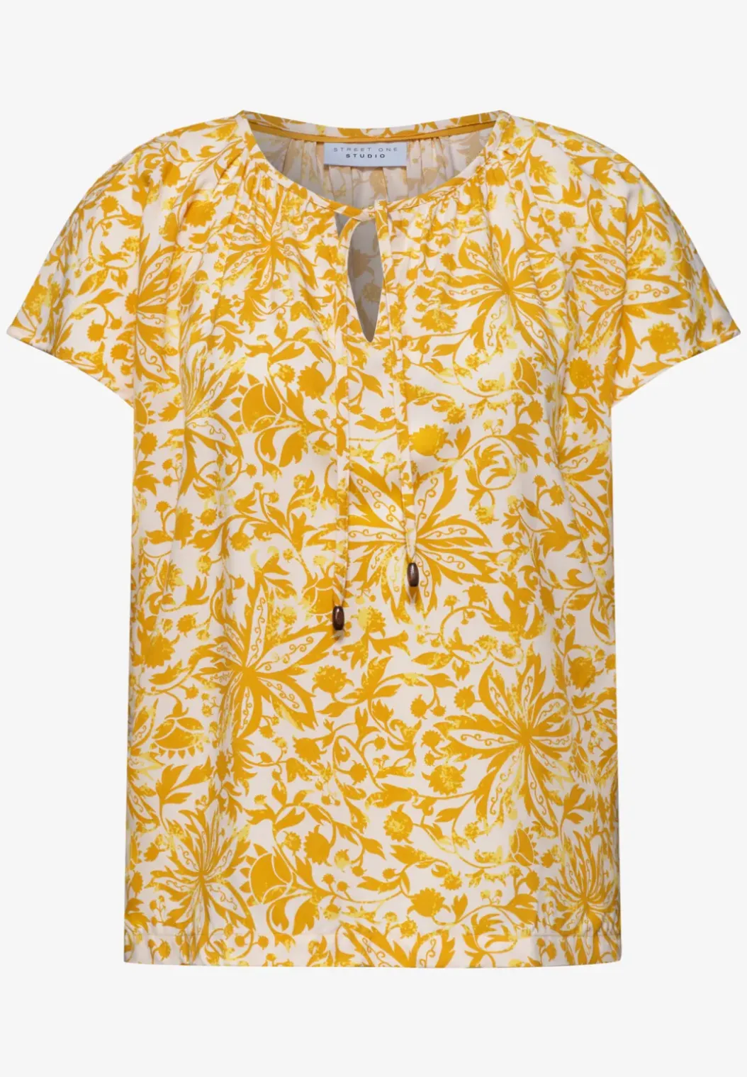 Blouse met hangende schouder en linten