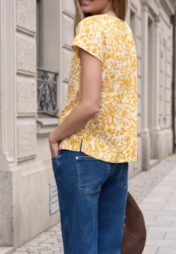 Blouse met hangende schouder en linten