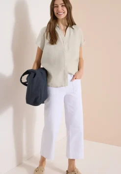 Blouse met hangende schouder in linnen