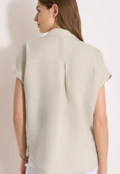 Blouse met hangende schouder in linnen