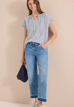 Blouse met hangende schouder en structuur
