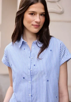 Blouse met hangende schouder en borduursel