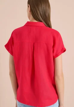 Blouse met hangende schouder in linnen