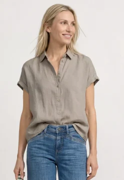 Blouse met hangende schouder in linnen