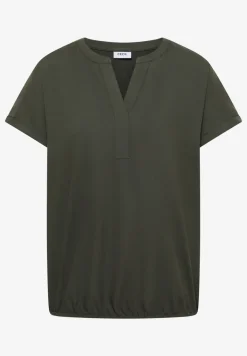 Blouse met korte mouwen en gespleten hals