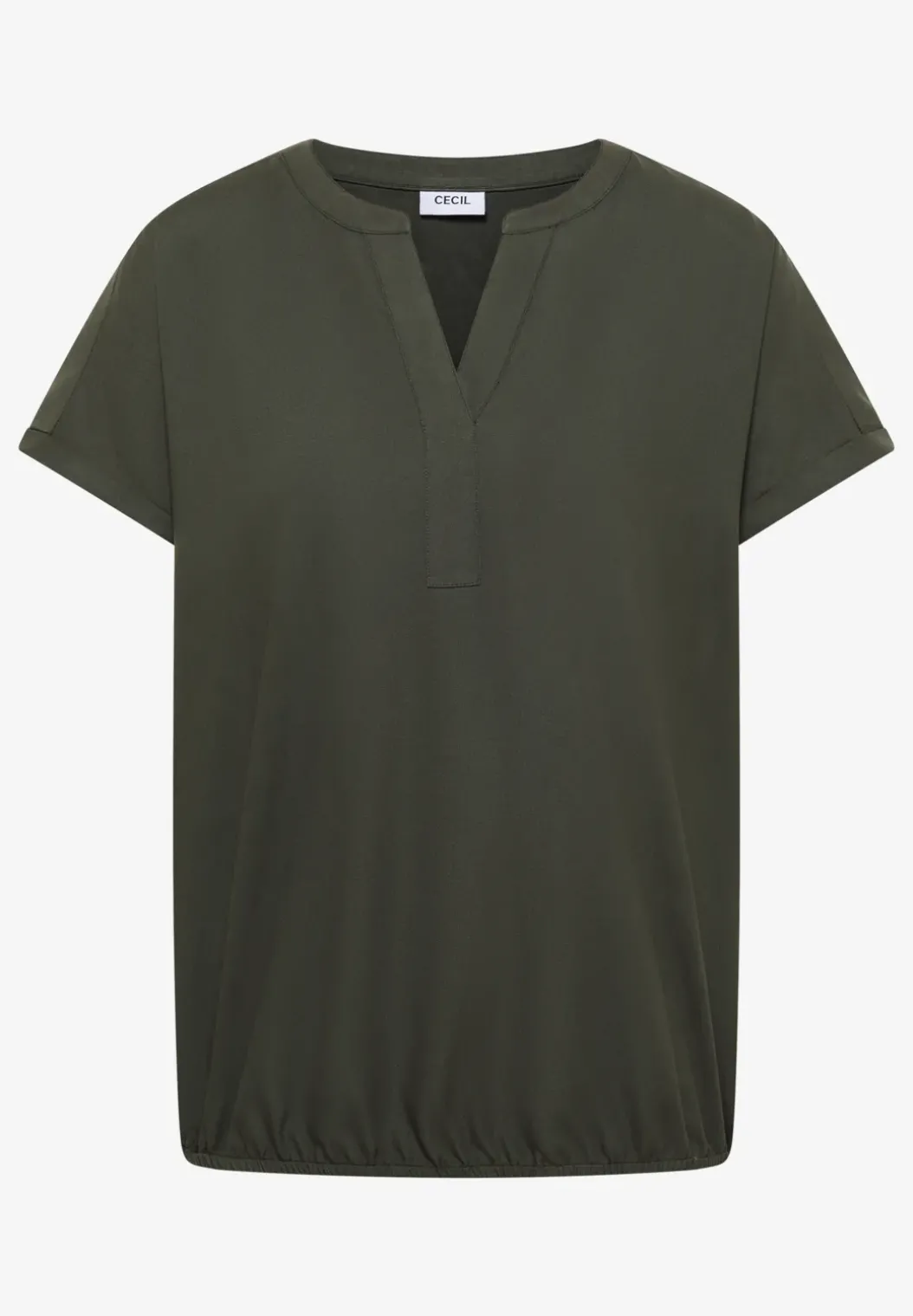 Blouse met korte mouwen en gespleten hals