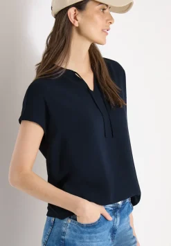 Blouse met korte mouwen en structuurmix
