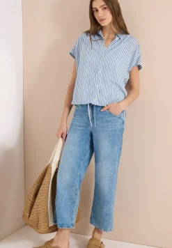 Blouse met korte mouwen en gestreept patroon