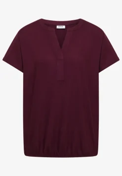 Blouse met korte mouwen en gespleten hals