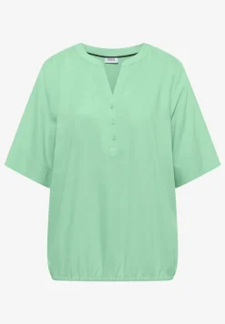 Blouse met korte mouwen en gespleten hals
