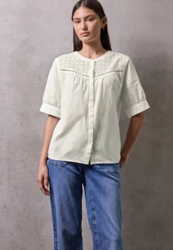 Blouse met korte mouwen en borduursel