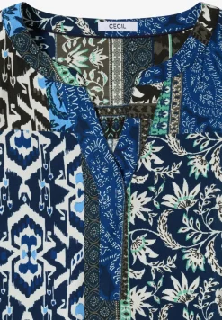 Blouse met korte mouwen en patchworkprint