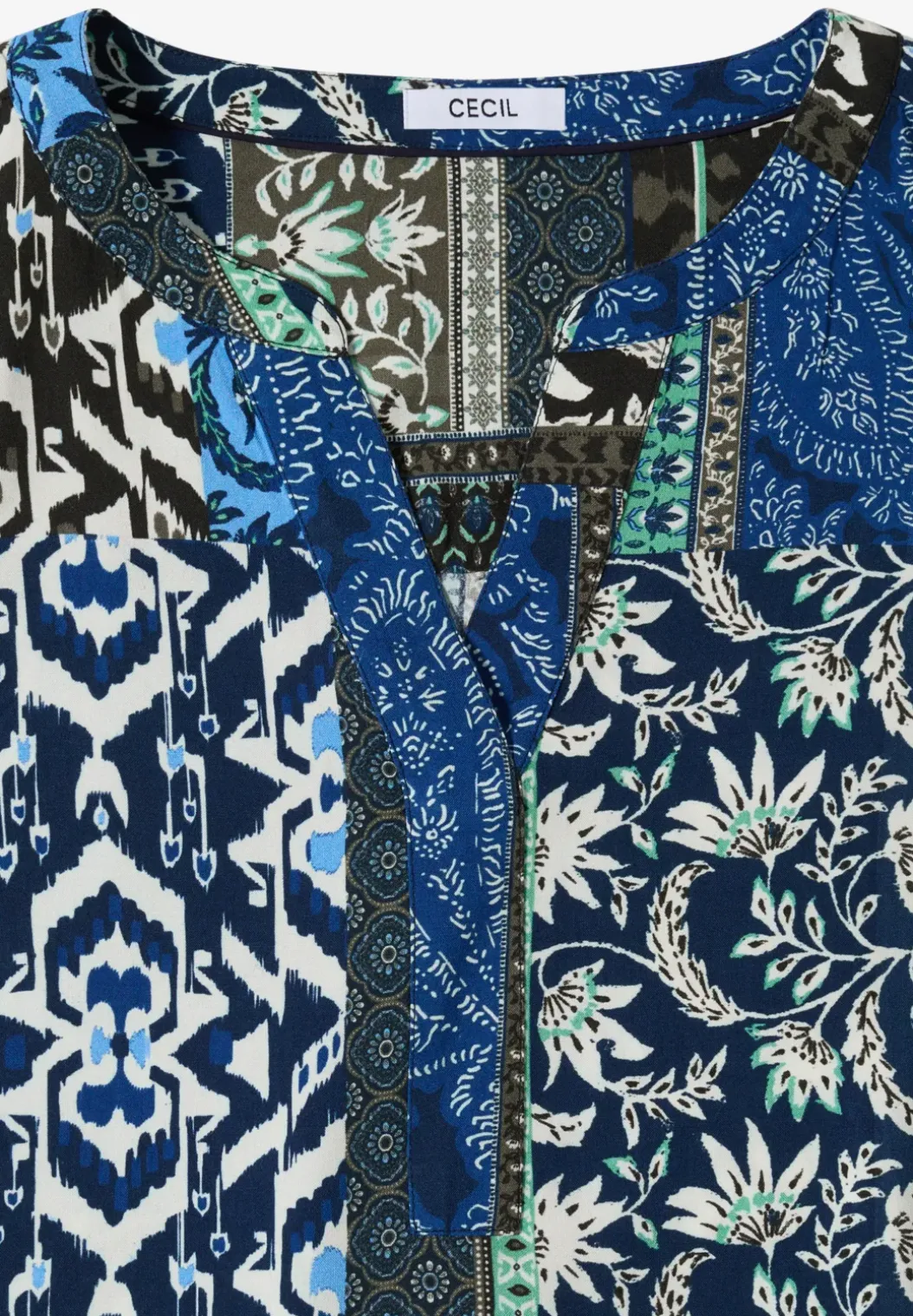 Blouse met korte mouwen en patchworkprint