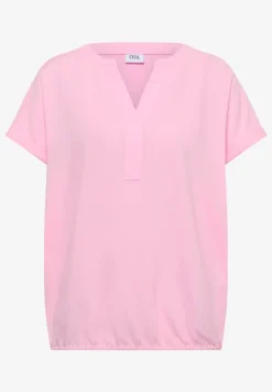 Blouse met korte mouwen en gespleten hals