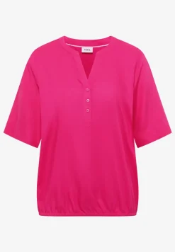 Blouse met korte mouwen en gespleten hals
