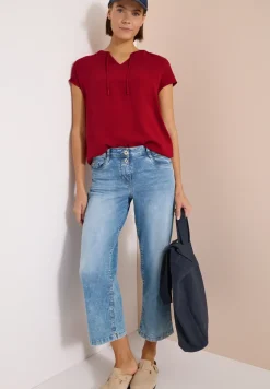 Blouse met korte mouwen en structuurmix