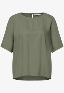 Blouse met korte mouwen en ronde hals in effen kleur