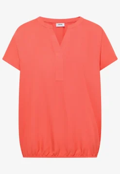 Blouse met korte mouwen en gespleten hals