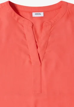 Blouse met korte mouwen en gespleten hals
