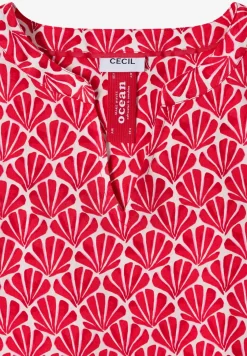 Blouse met korte mouwen en schelpjesprint